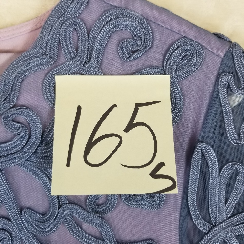 JS Collections Sheath Dress Womens 12 Blue Lavender Soutache Embroidered Mesh - Picture 8 of 8